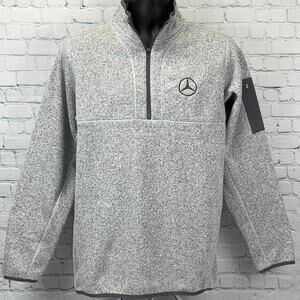 Mercedes Benz Quarter 1/4 Zip Sweater Gray Antigua Golfer Golfing Mens L Large